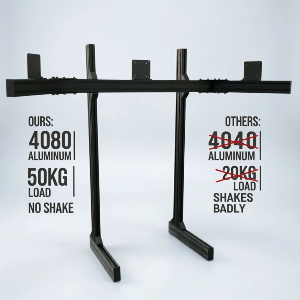 Triple Monitor Stand Sim Racing - 4080 Alüminyum Sim Yarış Üçlü Monitör